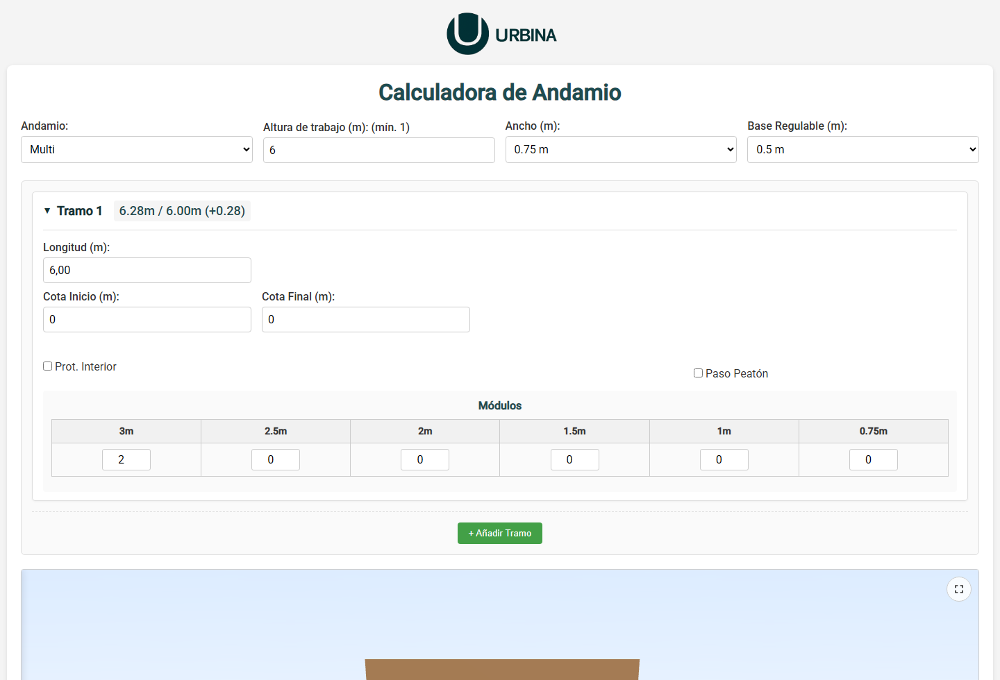 Actual editor interface with measurements, bays and 3D viewer